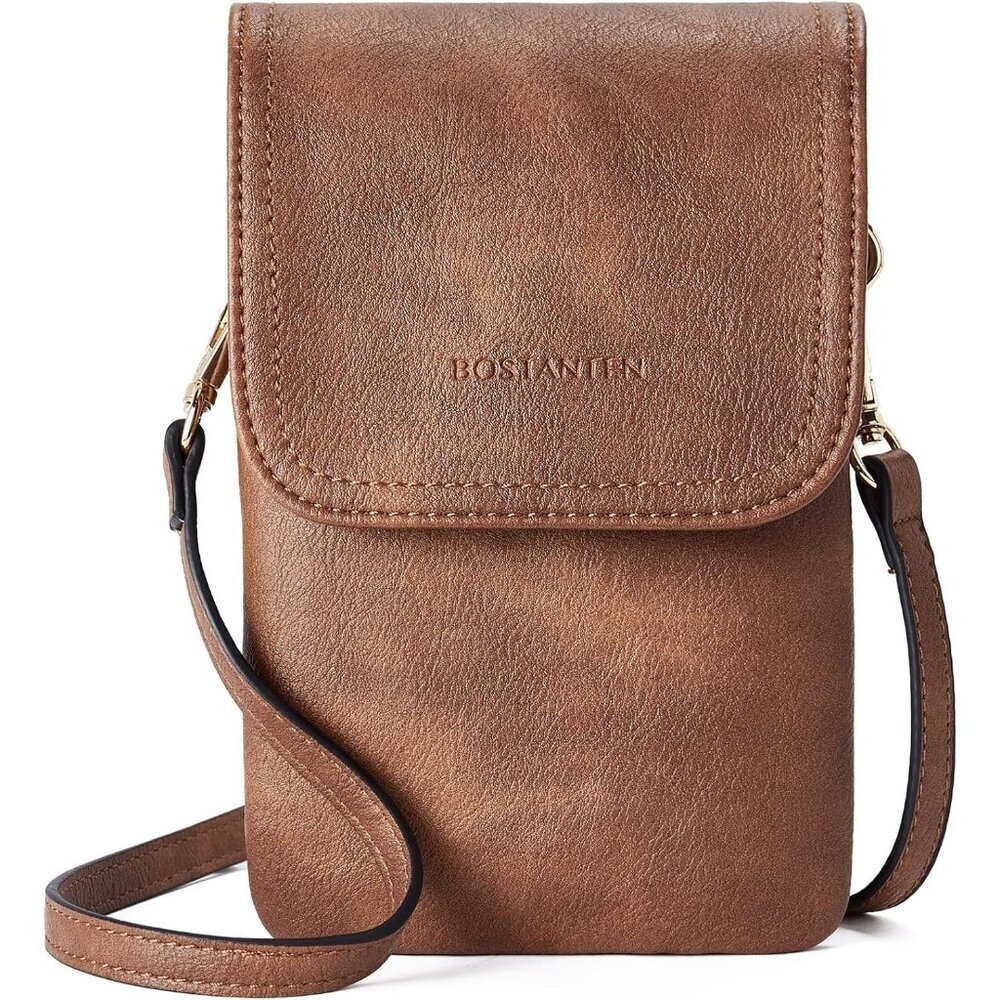 Women Retro Brown Imported Vegan Leather Adjustable Strap Small Crossbody Bags